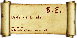Bródi Ernő névjegykártya
